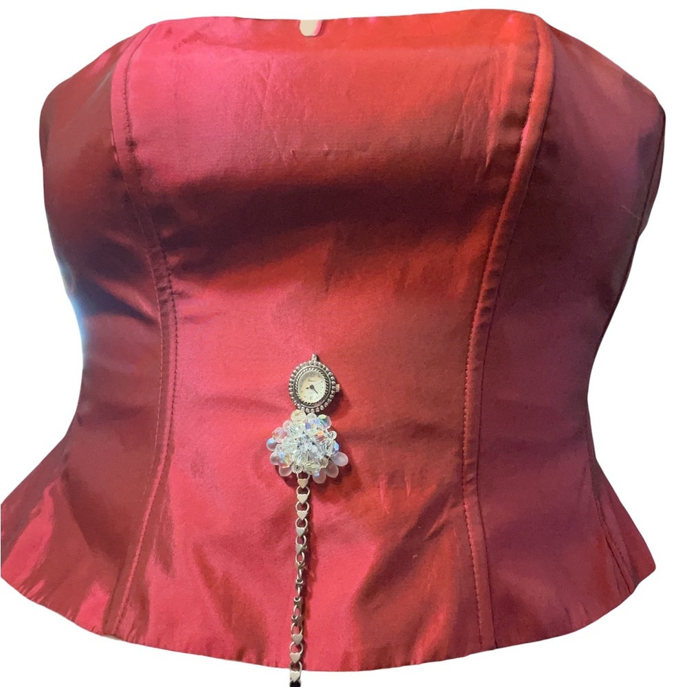 Red Strapless Sleeveless Top for Night Out